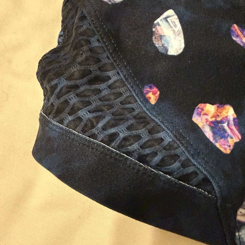 Peloton Navy Sports Bra with Purple & Multicolor Stone Print - Picture 2 of 4
